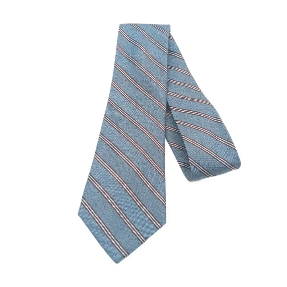 Awearness Kenneth Cole Silk Repp Tie Mens 61” Blue Brown Stripe Woven Classic Ne